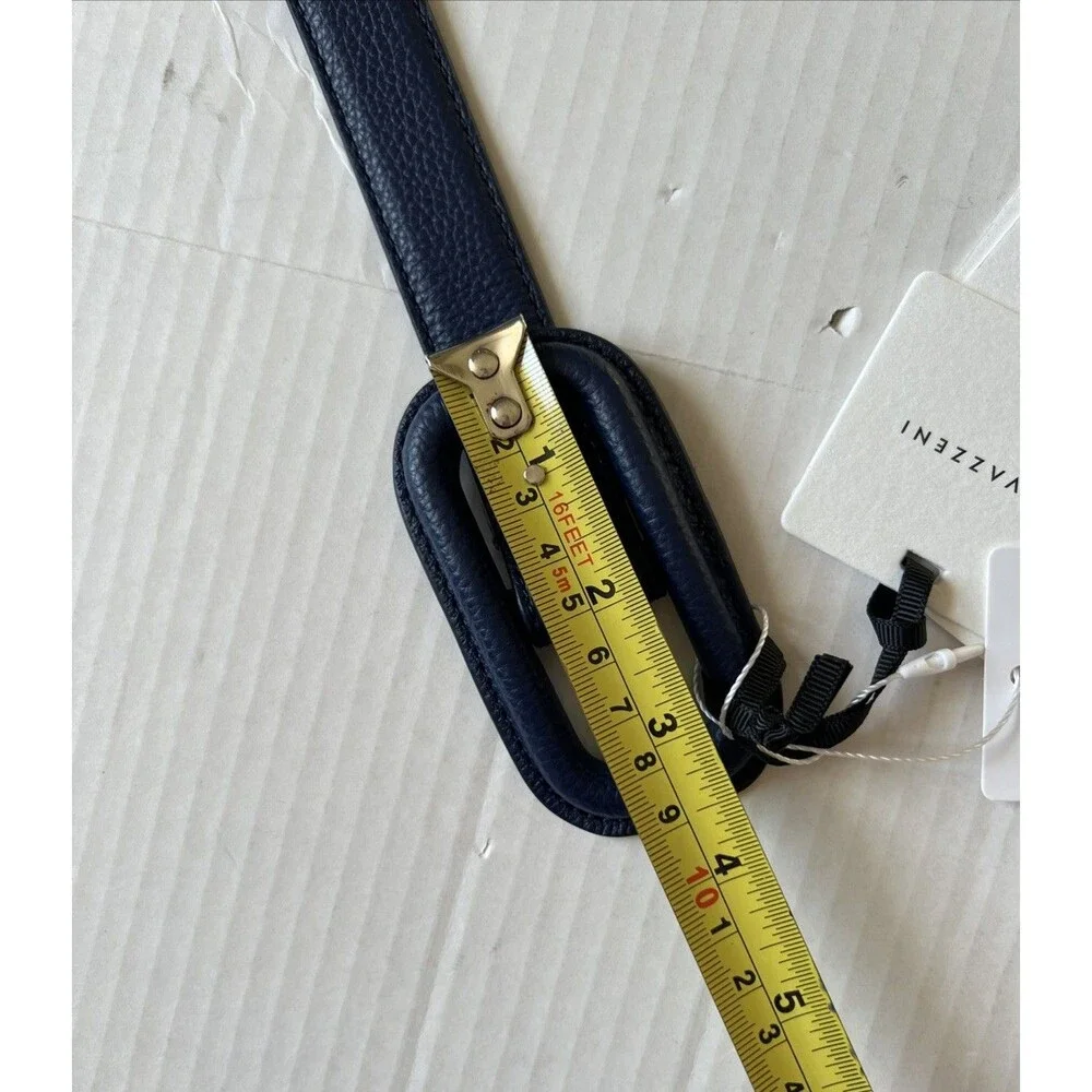 Veronica Beard/GAVAZZENI Leather Belt 90/M Lavanda Navy Blue Made in Italy NWT